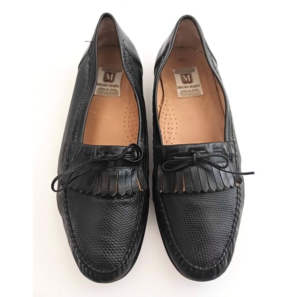 Bruno Magli Blk Leather Lizard Vamp Kiltie Loafer Made in Italy Sz 9.5 main image 7